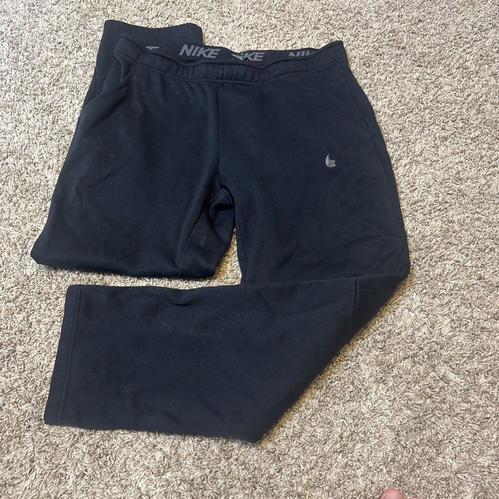 Nike THERMA-FIT Sweatpants Men L Black Open Hem Fleece Relaxed 32’’ 932253 b167